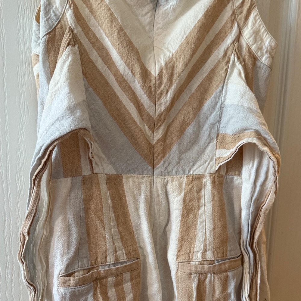 Anthropologie Beige and White Striped Jumpsuit - Picture 6 of 8